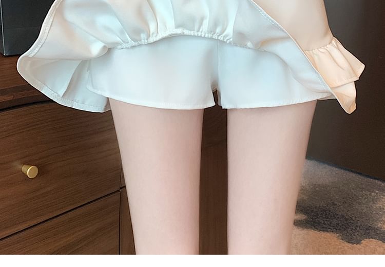 High Rise Ruffle Trim Mini Pencil Skirt