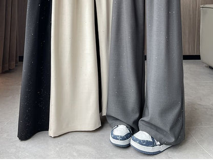 High Waist Sequin Lace Panel Wide Leg Dress Pants (Various Designs)