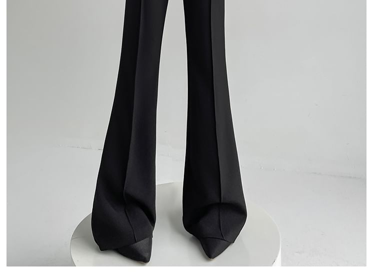 High Waist Buckled Skirt Overlay Flared Suit Pants (Various Designs)