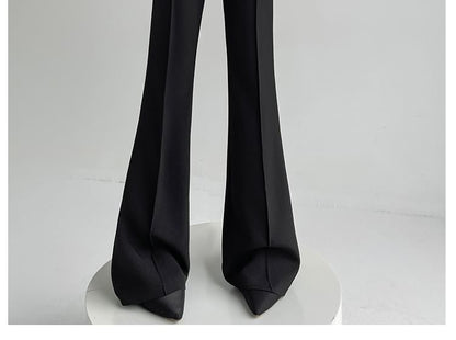 High Waist Buckled Skirt Overlay Flared Suit Pants (Various Designs)