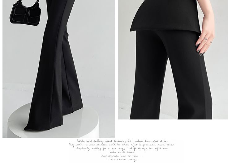 High Waist Buckled Skirt Overlay Flared Suit Pants (Various Designs)