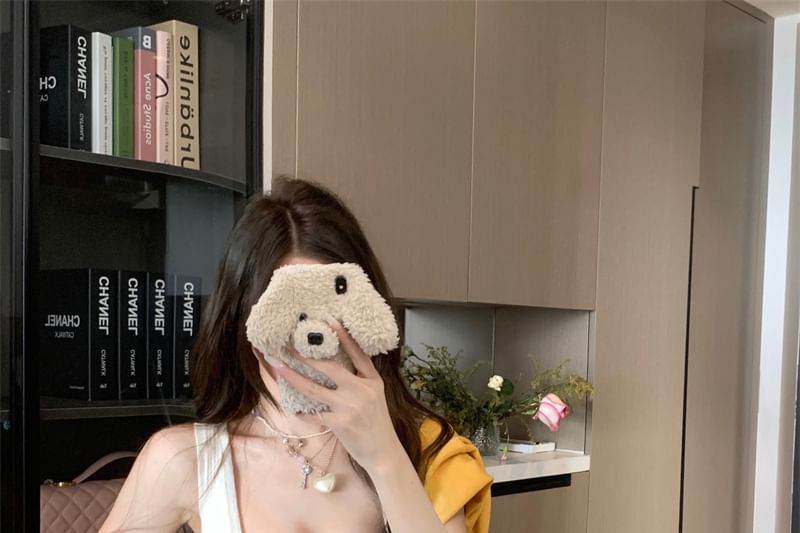 Plain Tie Front Ribbed Crop Knit Tank Top / Round Neck Contrast Stitching Cardigan