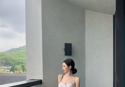 Spaghetti Strap Floral Jacquard Maxi A-Line Dress / Bolero