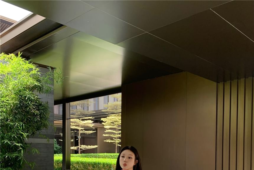 Round Neck Plain Cardigan / V-Neck Plain Padded Panel Lace Camisole Top / High Waist Panel Lace Sweat Shorts