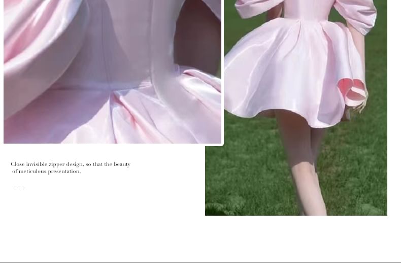 Off Shoulder Puff Sleeve Plain Mini A-Line Cocktail Dress