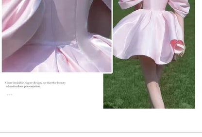 Off Shoulder Puff Sleeve Plain Mini A-Line Cocktail Dress