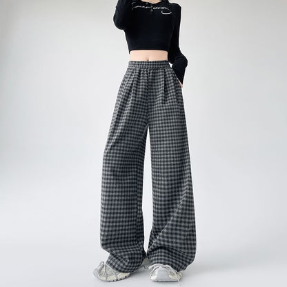 Elastic Waist Plaid Wide Leg Pants (Various Designs)