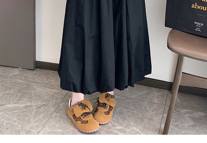 Elastic Waist Plain Bubble Hem Midi A-Line Skirt