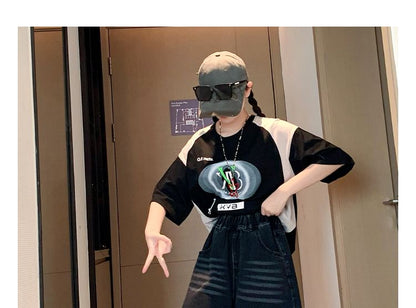 Elastic Waist Washed Denim Shorts