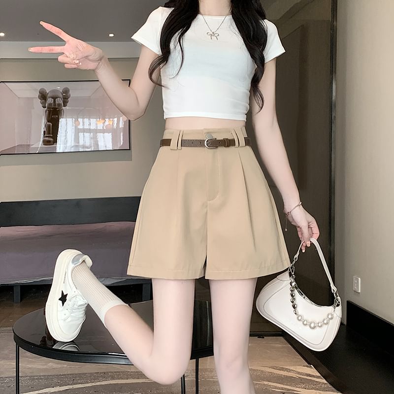 High Waist Plain Dress Shorts
