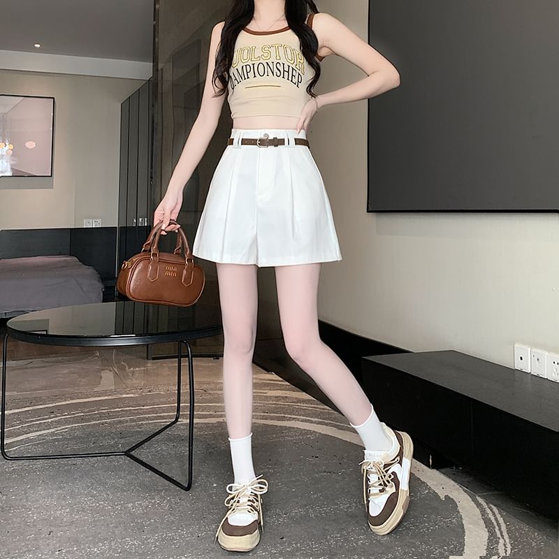 High Waist Plain Dress Shorts