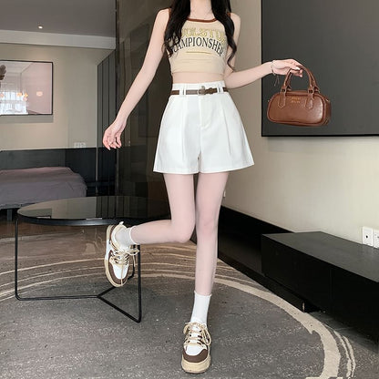 High Waist Plain Dress Shorts