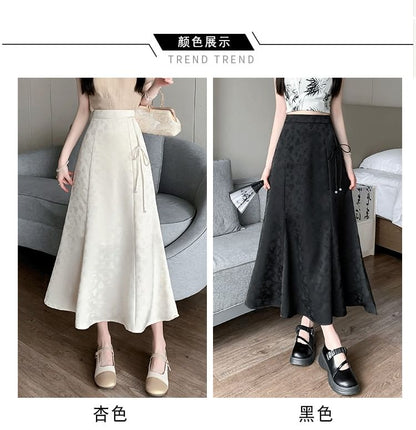 High Waist Floral Maxi A-Line Skirt