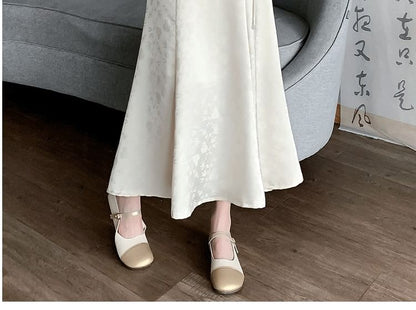 High Waist Floral Maxi A-Line Skirt