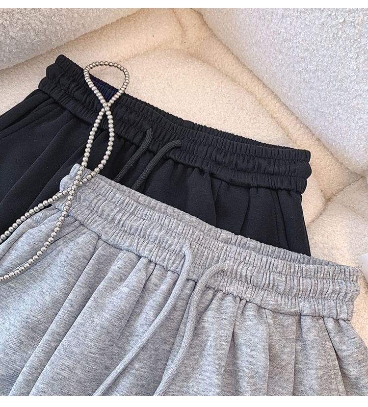 Drawstring Waist Plain Lace Trim Mini A-Line Skirt