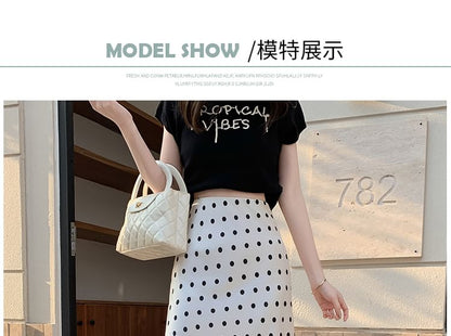 High Rise Dotted Maxi A-Line Skirt