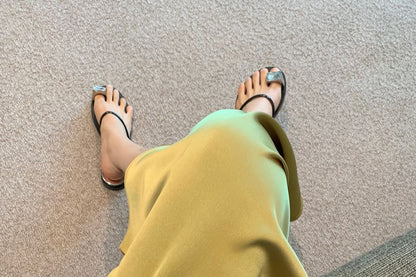 High Rise Plain Maxi H-Line Skirt