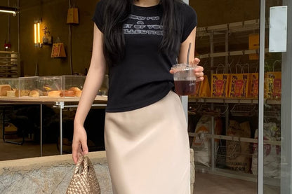 High Rise Plain Maxi H-Line Skirt