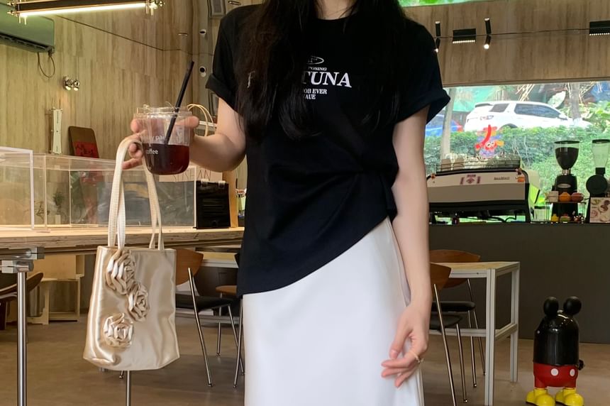 High Rise Plain Maxi H-Line Skirt