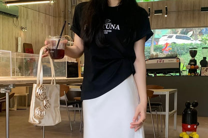 High Rise Plain Maxi H-Line Skirt