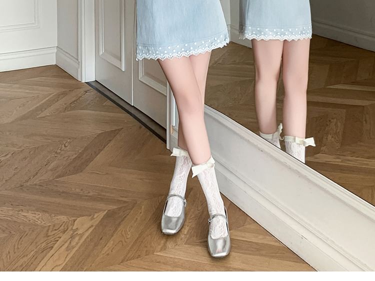 High Waist Plain Lace Trim Mini Pencil Skirt