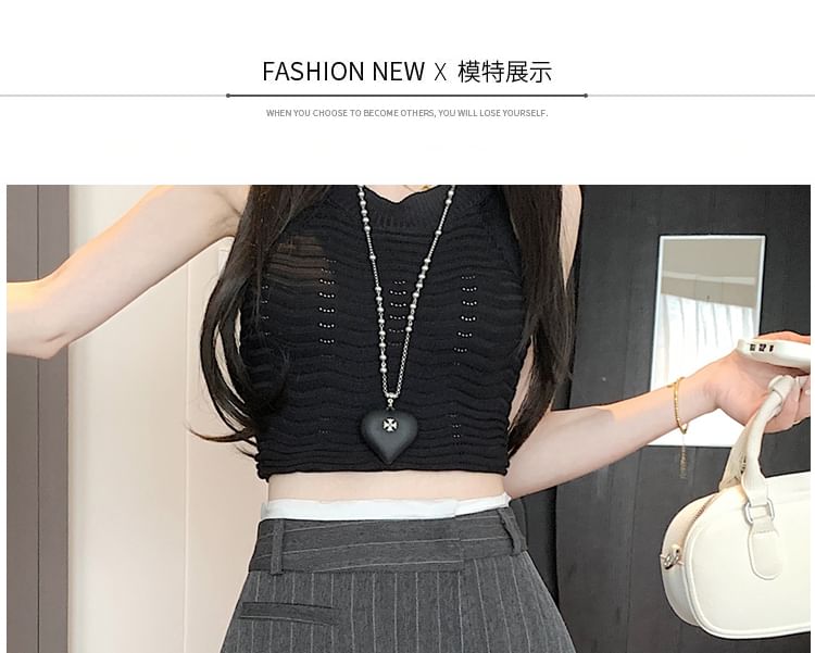 High Rise Pinstriped Asymmetrical Mini A-Line Skirt