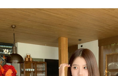 Short-Sleeve V-Neck Plain Ruched T-Shirt