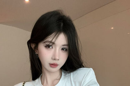 Short-Sleeve Crew Neck Lettering Slim Fit Tee