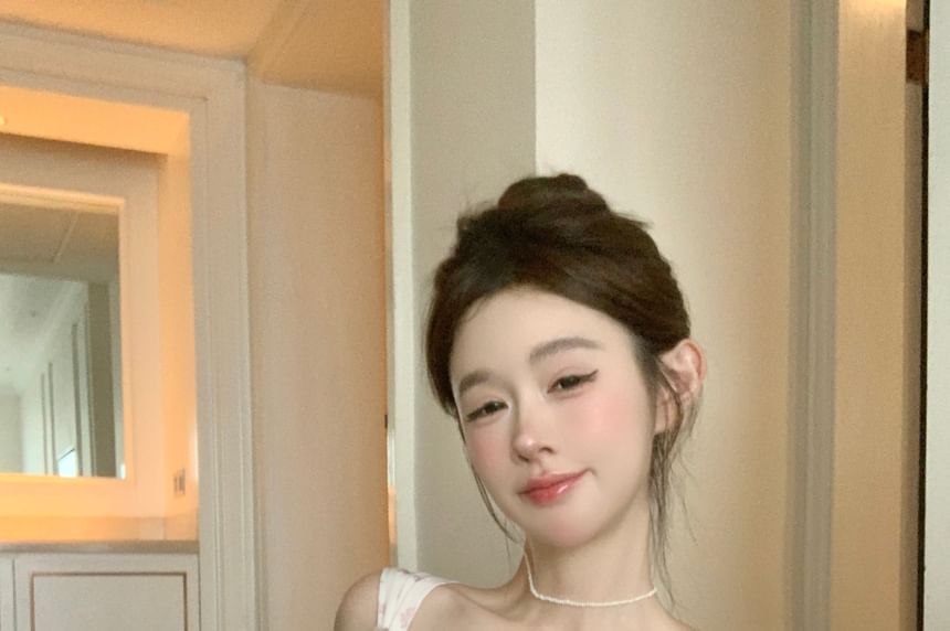 Floral Bow Slim Fit Camisole Top