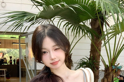 Cami Padded Trim Twist Top Fit Slim Lace