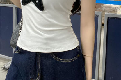 Fit Star Tank One-Shoulder Slim Applique Top