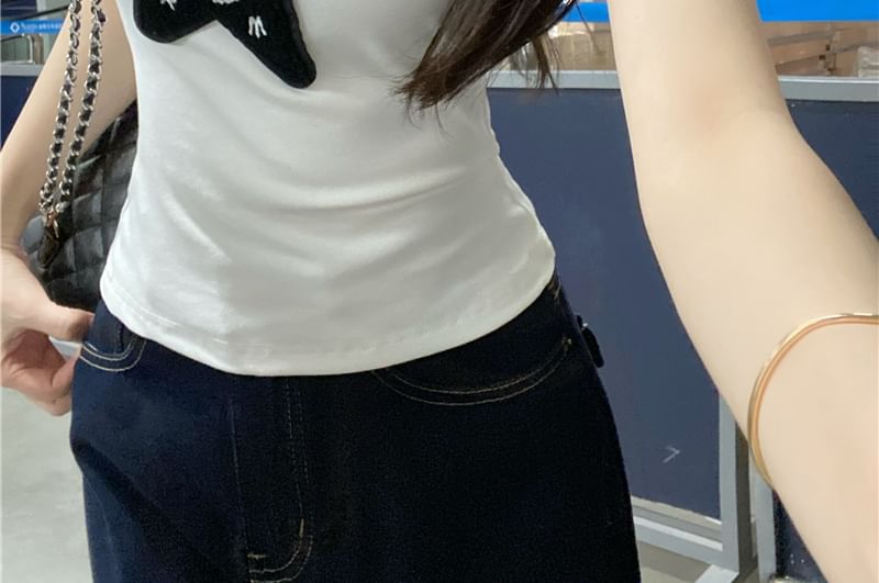 Fit Star Tank One-Shoulder Slim Applique Top