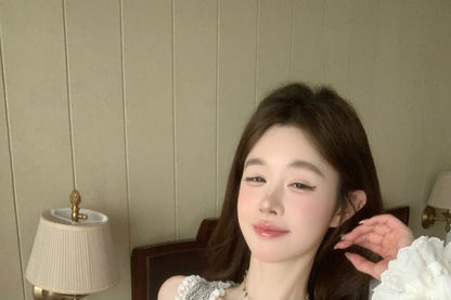 Scoop Neck Lace Trim Crop Slim Fit Tank Top