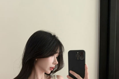 Square Neck Lettering Lace Trim Crop Slim Fit Tank Top