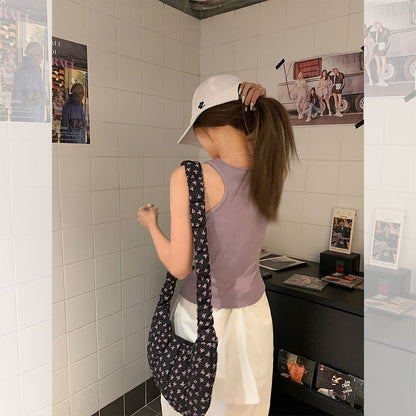 Scoop Neck Lettering Slim Fit Tank Top