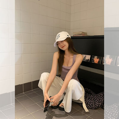 Scoop Neck Lettering Slim Fit Tank Top