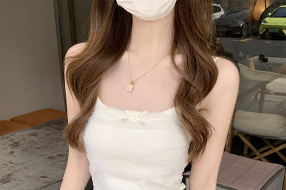 Dotted Panel Bow Slim Fit Cami Top