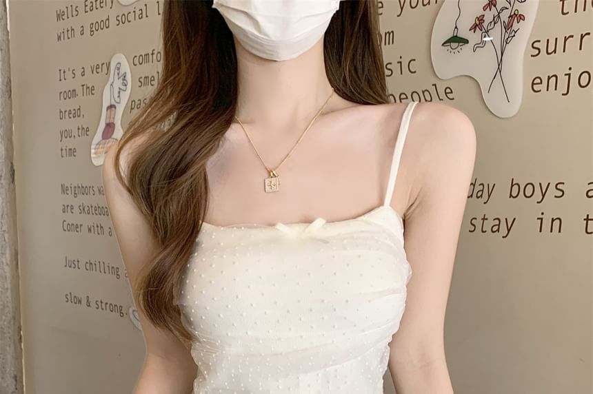 Dotted Panel Bow Slim Fit Cami Top