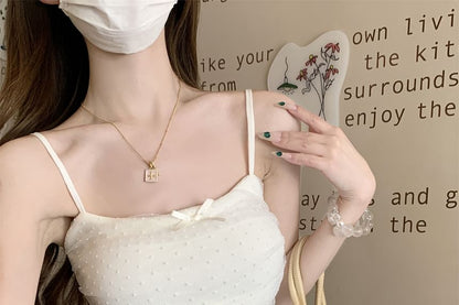 Dotted Panel Bow Slim Fit Cami Top