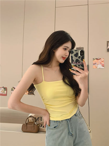 Ruched Racerback Padded Slim Fit Camisole Top