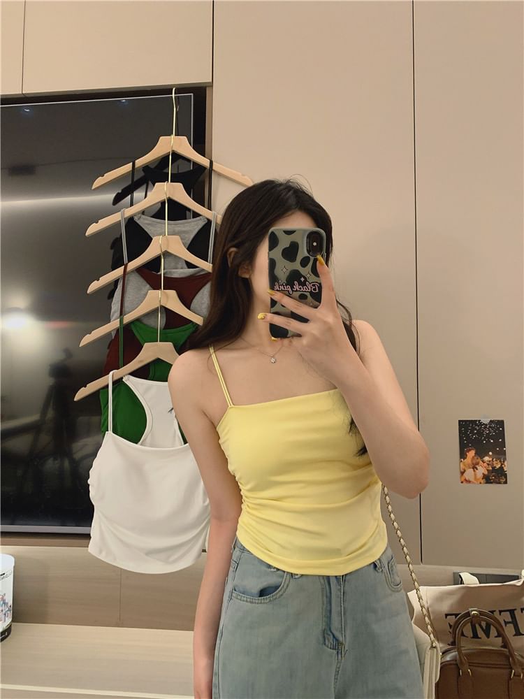 Ruched Racerback Padded Slim Fit Camisole Top