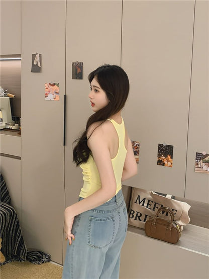 Ruched Racerback Padded Slim Fit Camisole Top