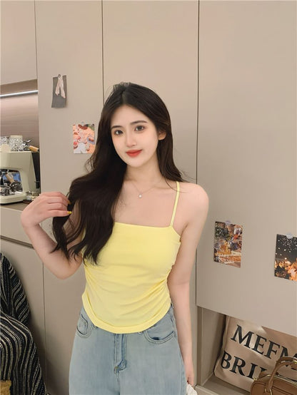 Ruched Racerback Padded Slim Fit Camisole Top