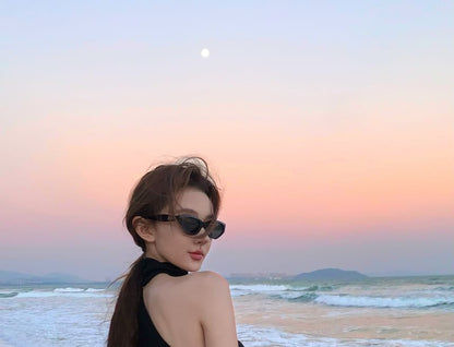 Tank Top One-Shoulder Snake Slim Print Fit Halter