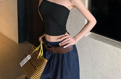 Halter Plain Lace Panel Padded Crop Slim Fit Top