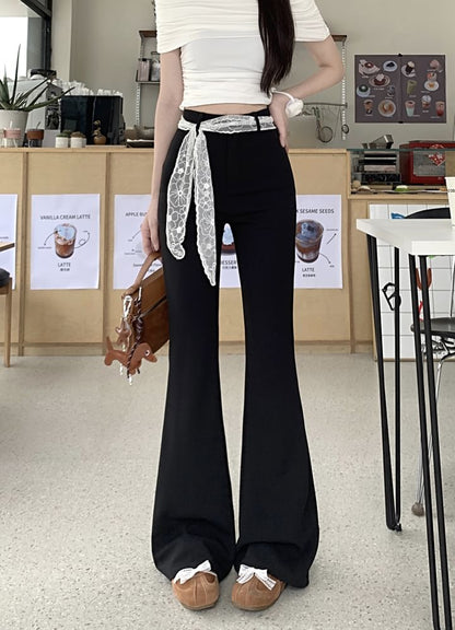 High Waist Plain Bootcut Pants