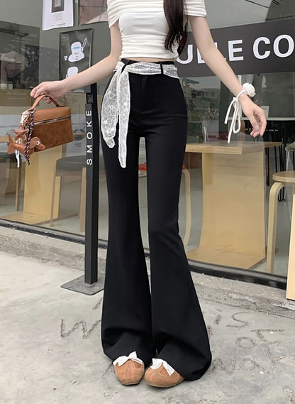 High Waist Plain Bootcut Pants