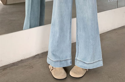 High Waist Washed Wide Leg Jeans