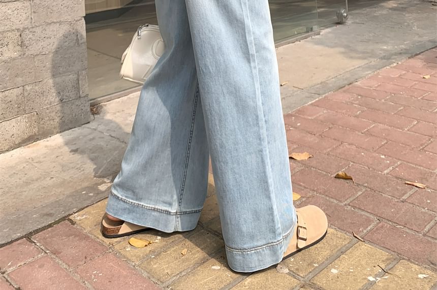 High Waist Washed Wide Leg Jeans