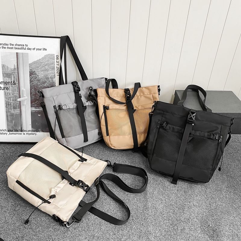 Crossbody Nylon Mesh Buckled Bag Panel